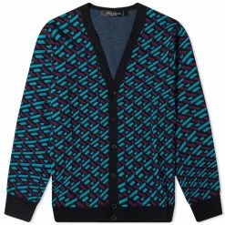 Versace Geometric Intarsia Cardigan