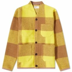 Universal Works Studio Check Wool Fleece Cardigan